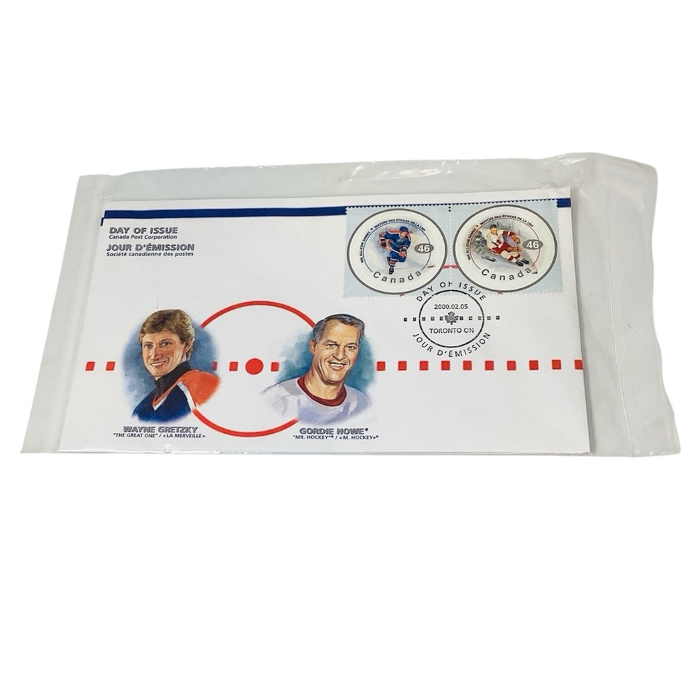 💚 2000 First Day Cover Wayne Gretzky and Gordie Howe Stamps